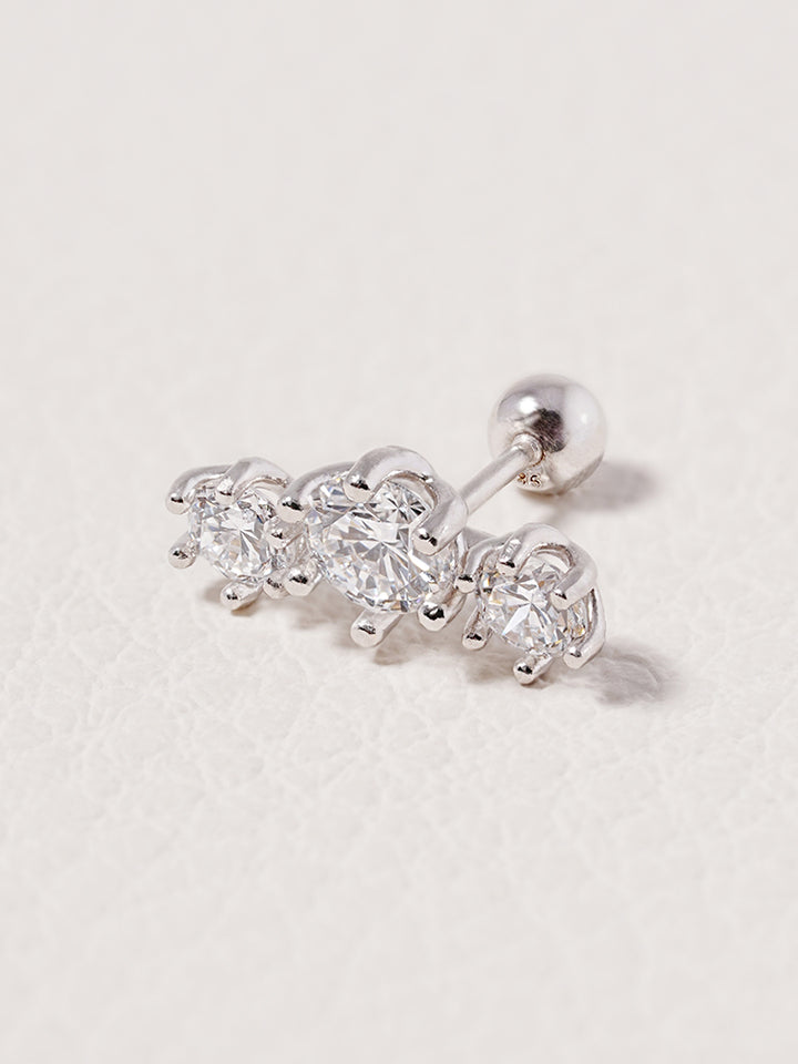 14K Solid Gold Lab Diamond Lumiere Cartilage Earring 20G18G16G