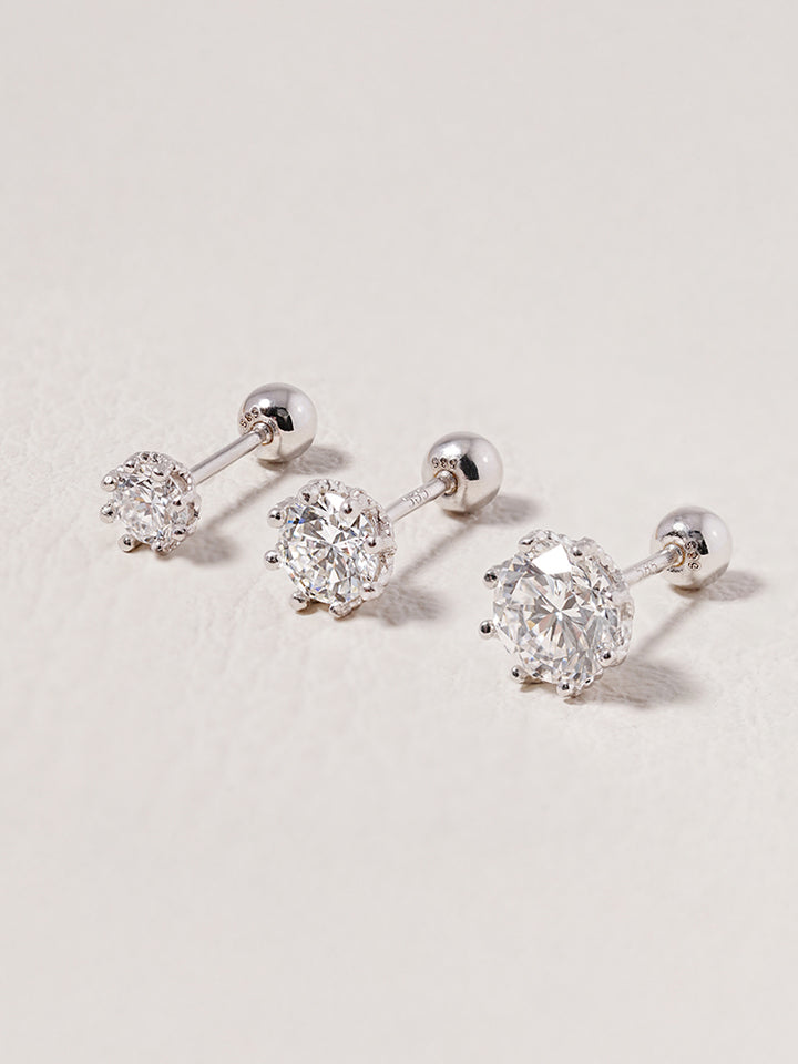 14K Solid Gold Lab Diamond Queen's Bloom Cartilage Earring 20G18G16G