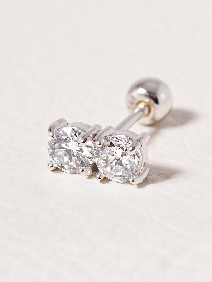 14K Solid Gold Lab Diamond Twin Stud Cartilage Earring 20G18G16G