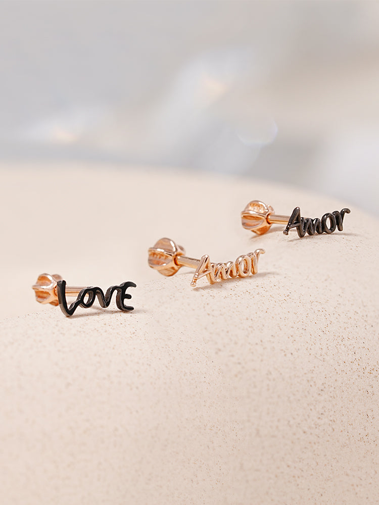14K Gold Lettering Tattoo Cartilage Earring 18G16G