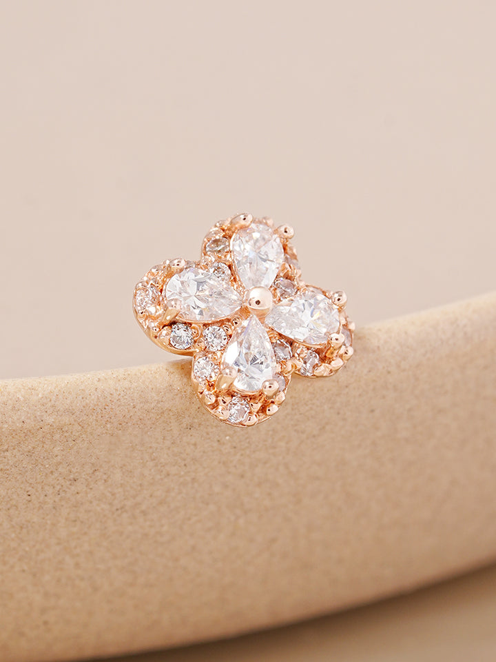 14K Gold Lucky Clover Cartilage Earring 18G16G