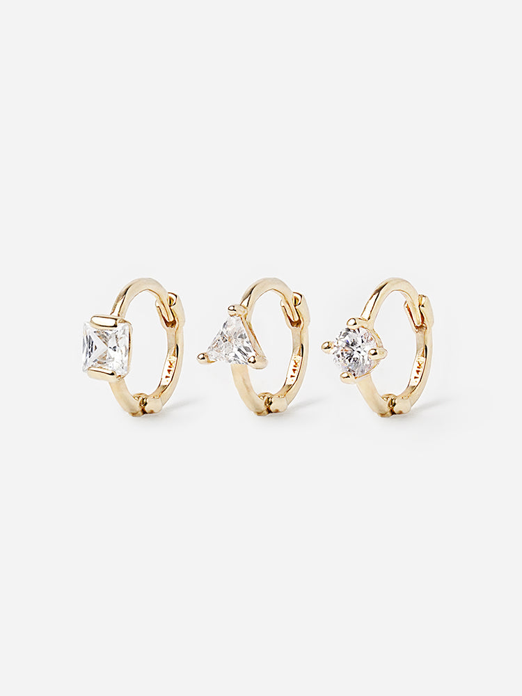 14K Solid Gold Mini Point Cubic Cartilage Hoop Earring