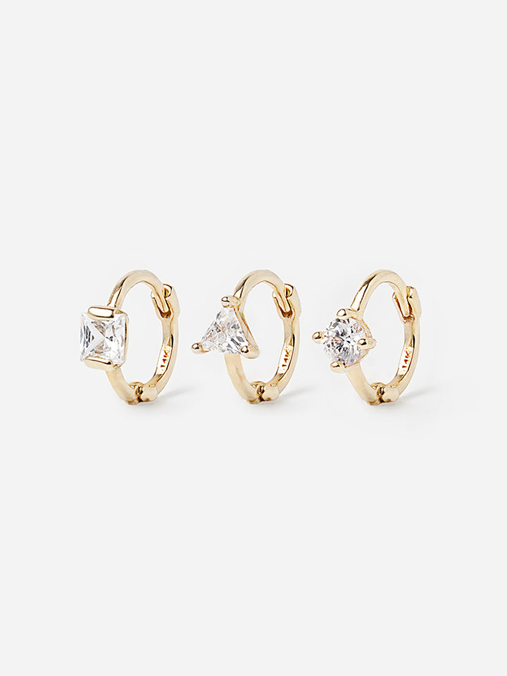14K Solid Gold Mini Point Cubic Cartilage Hoop Earring