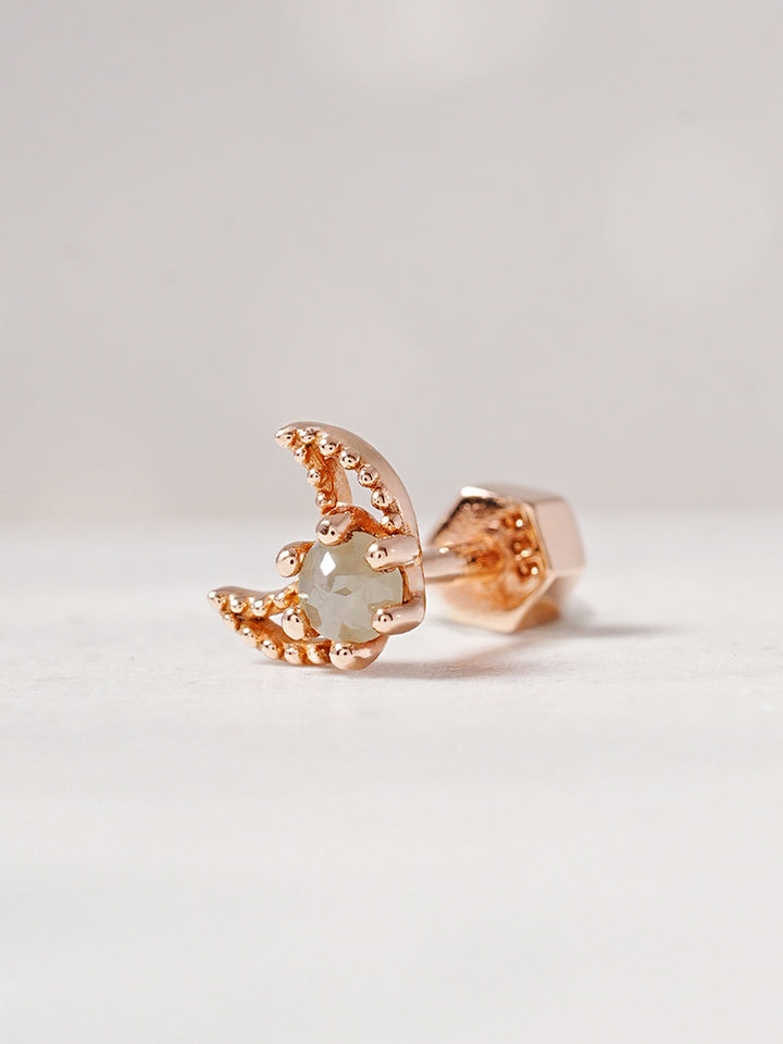 14K Gold Moon Rough Cartilage Earring 18G