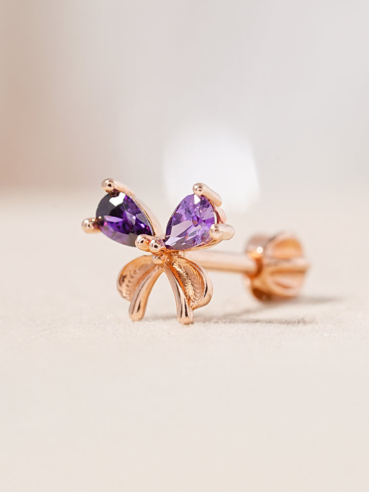 14K Gold Moonlight Ribbon Cartilage Earring 18G16G