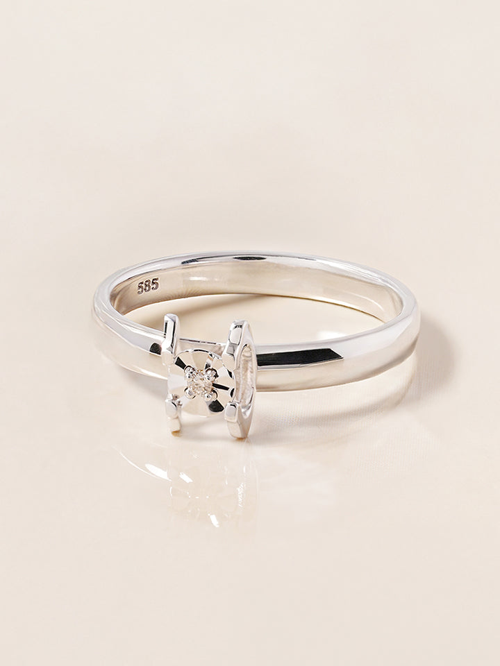 14K 18K Solid Gold Platinum Frame Diamond Ring