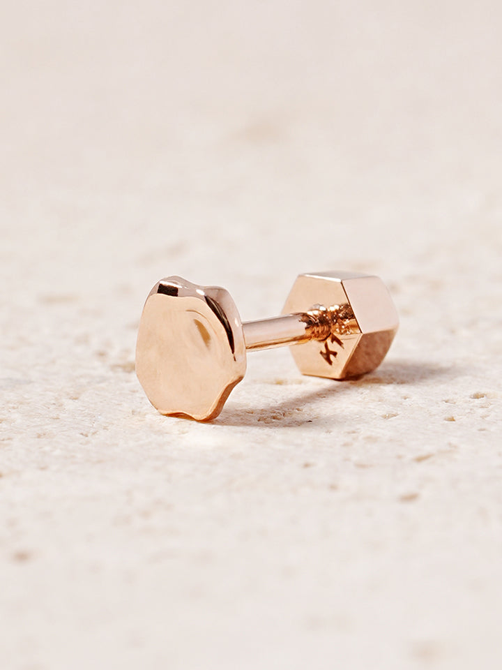 14K Gold Rough Disc Cartilage Earring 18G