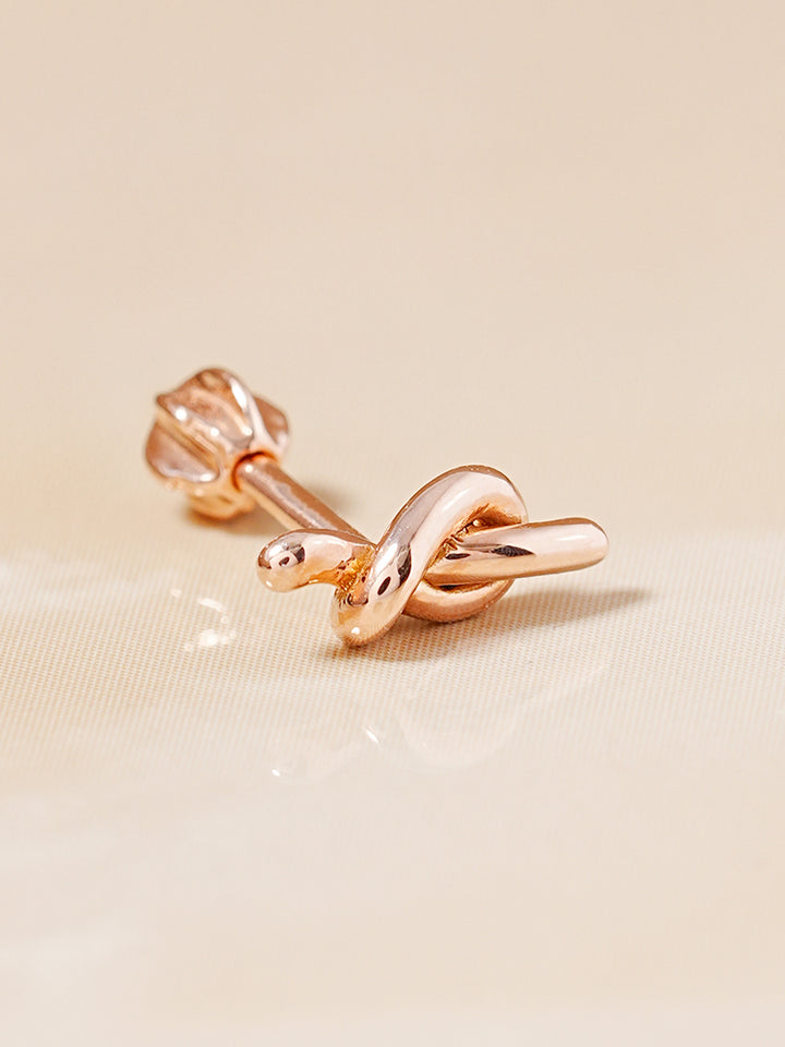 14K Solid Gold Simple Knot Point Cartilage Earring 18G16G