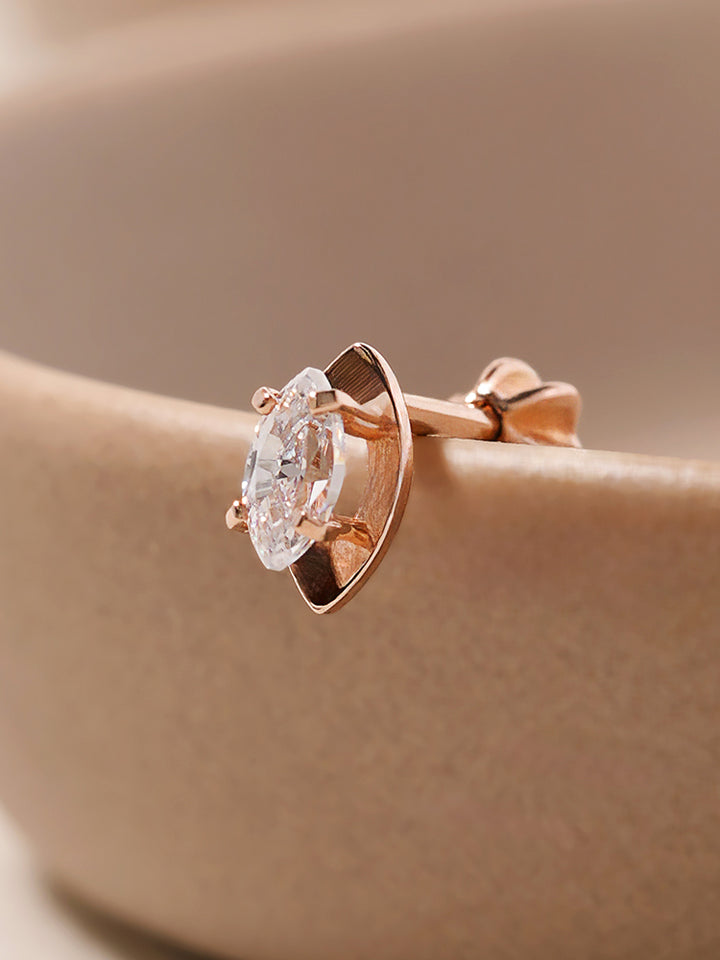 14K Solid Gold Snowflake Silhouette Crystal Cartilage Earring 18G16G