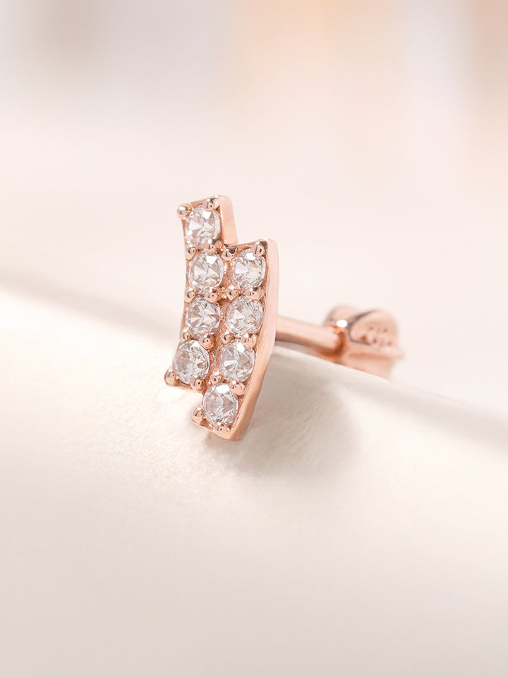 14K Gold Wave Line Cartilage Earring 18G16G