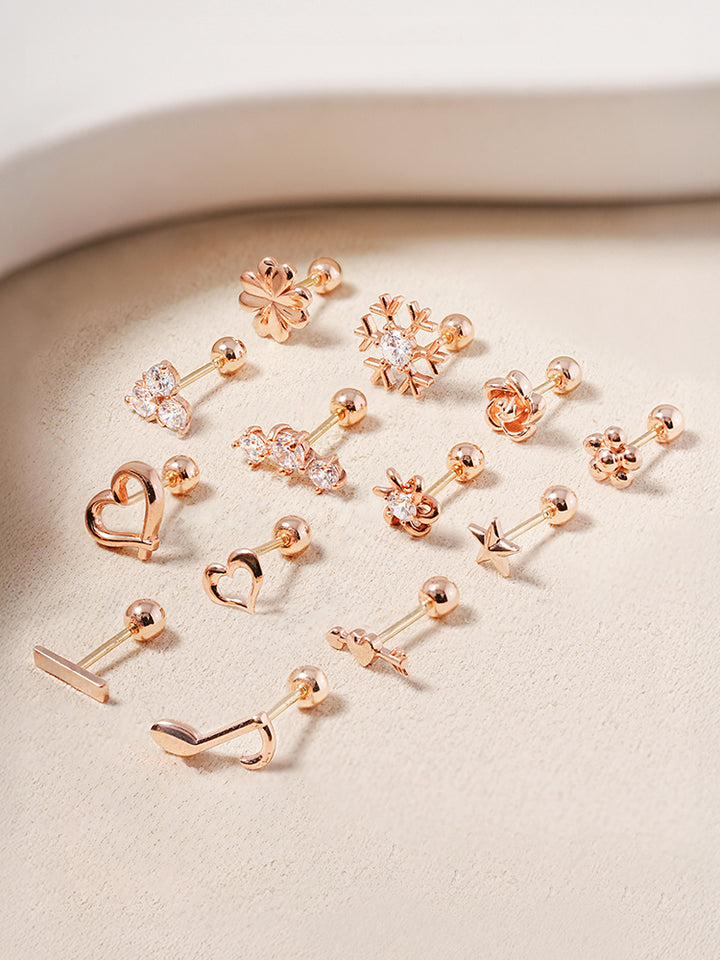 14K Solid Gold Wish Cartilage Earrings Collection 20G