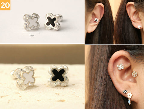 925 Silver Flower cartilage earring 20g