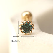 14K Gold Crown Rough Diamond Earring 3mm 20G18G16G