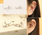 925 Silver Flower cartilage earring 20g