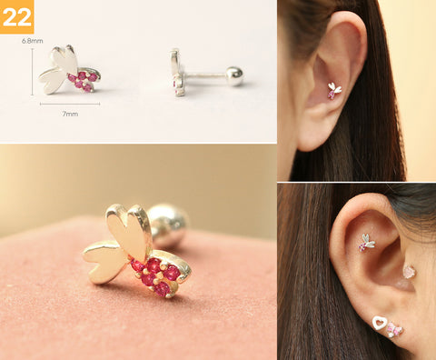 925 Silver Lovely cartilage earring 20g