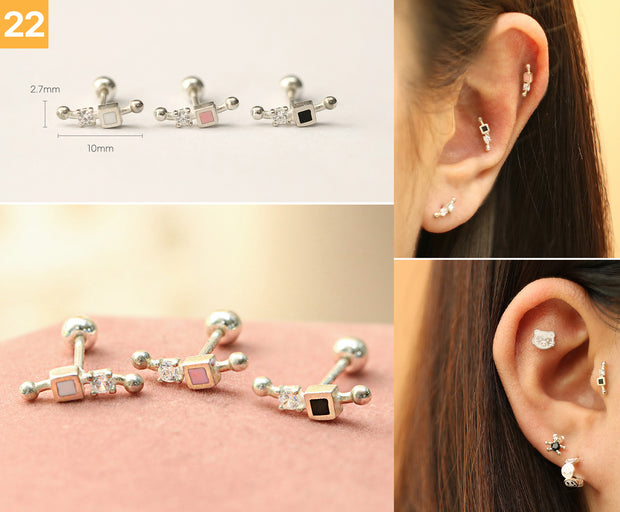 925 Silver Flower cartilage earring 20g