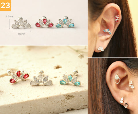 925 Silver Flower cartilage earring 20g