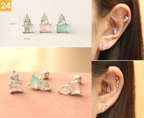 925 Silver Flower cartilage earring 20g