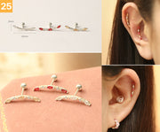 925 Silver Flower cartilage earring 20g