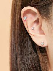 14K Gold Moissanite Kare Cartilage Earring 20G18G16G