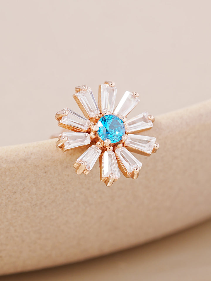 14K Gold Blue Sunshine Cartilage Earring 18G16G