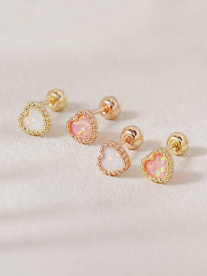 14K Solid Gold Bold Classic Antique Heart Cartilage Earring 20G