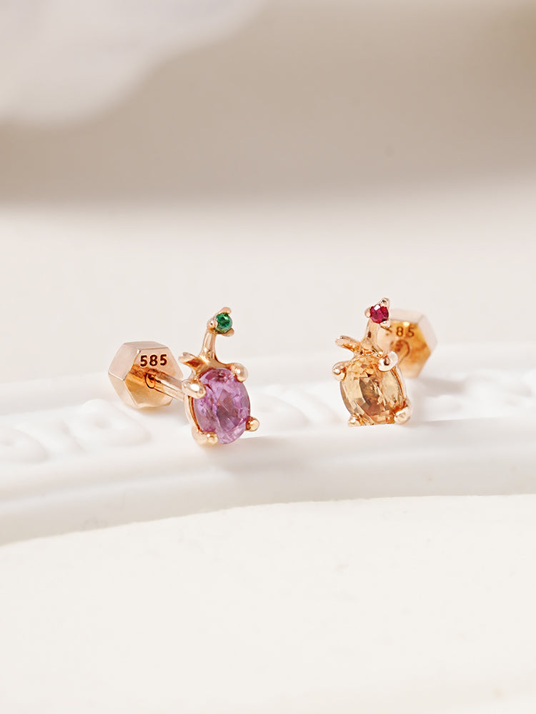 14K Gold Color Sapphire Fruits Cartilage Earring 18G