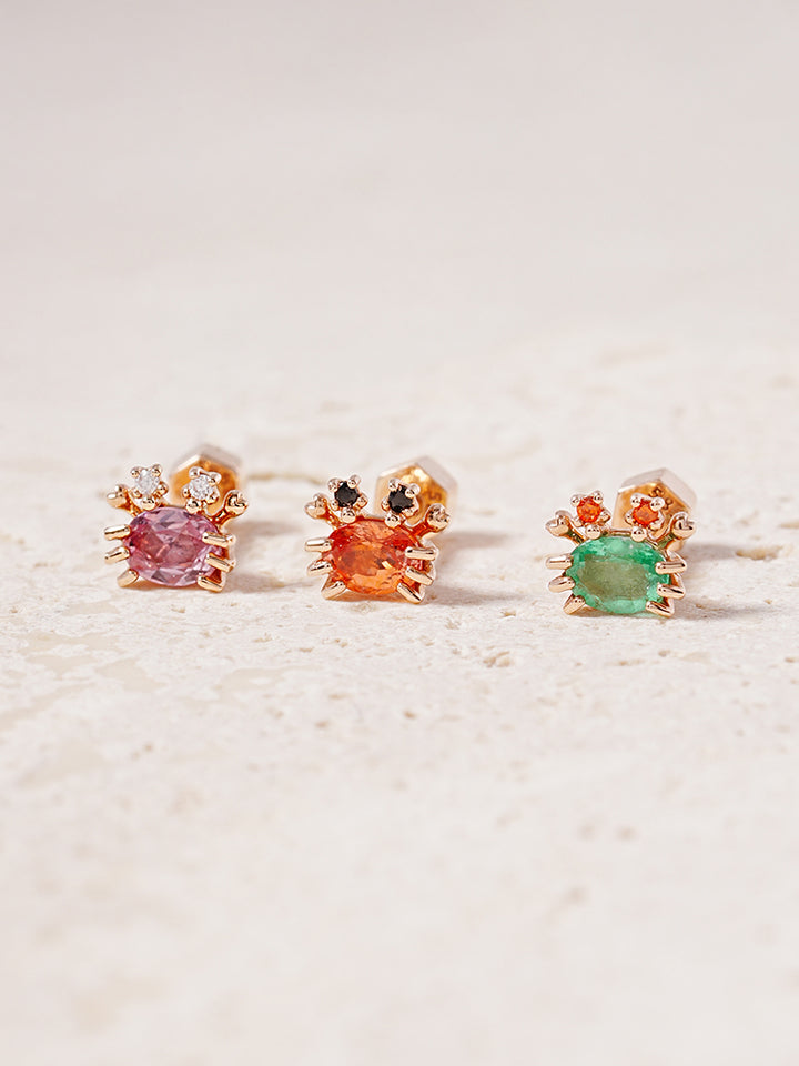 14K Gold Sapphire Sea Crab Cartilage Earring 18G