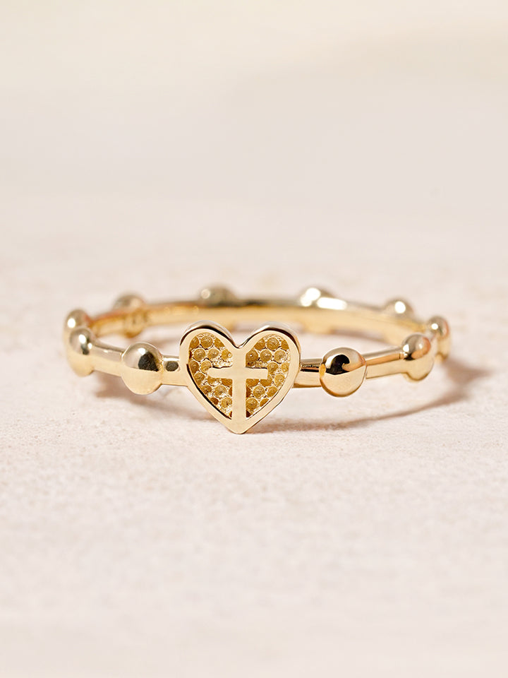 14K 18K Pray Heart Ring
