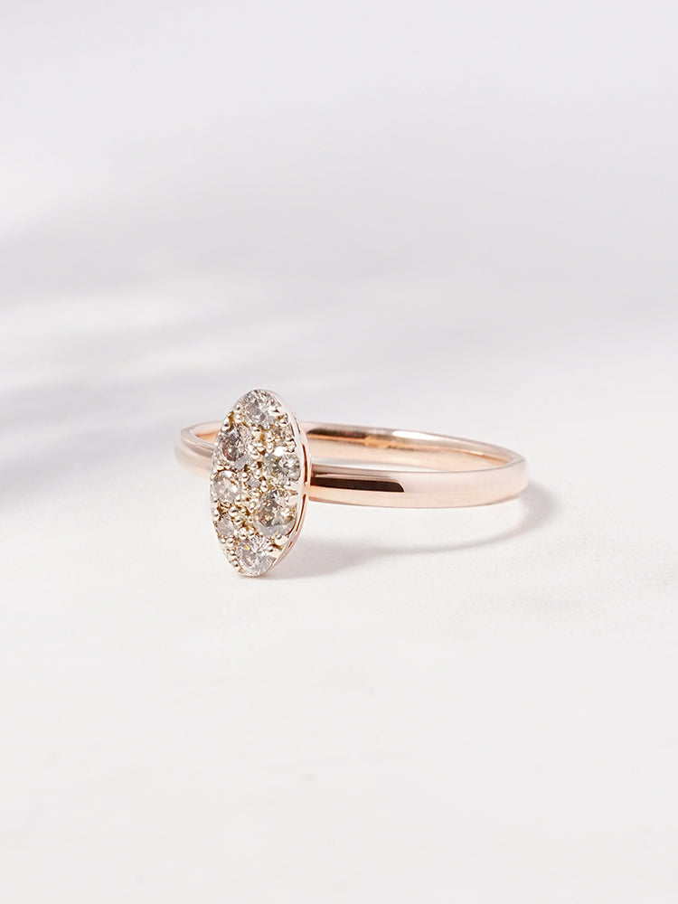 14K 18K Solid Gold Glitter Oval Diamond Ring