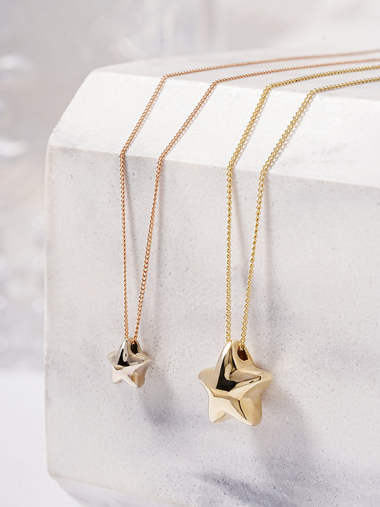 14K Solid Gold Star Golden Layer Necklace