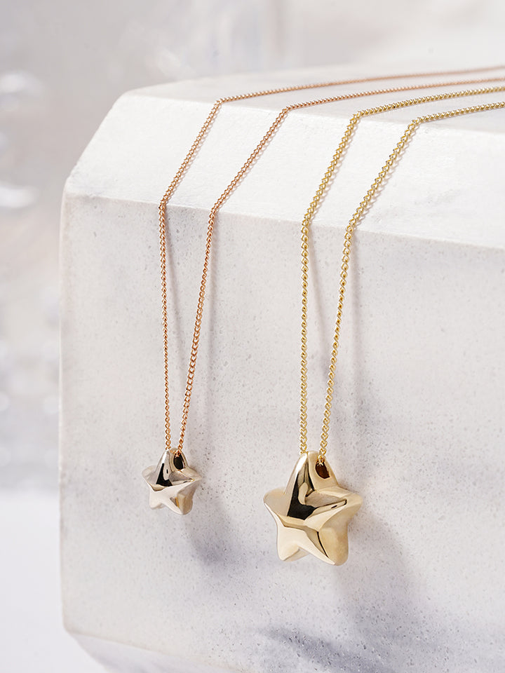 14K Solid Gold Star Golden Layer Necklace