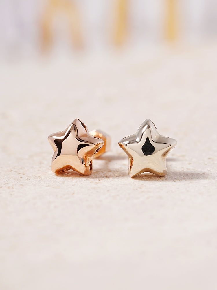 14K Solid Gold Star Golden Layer Cartilage Earring 18G