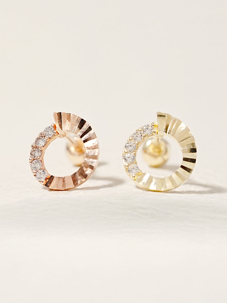 14K Solid Gold Jackpot Round Cut Cubic Cartilage Earring 20G