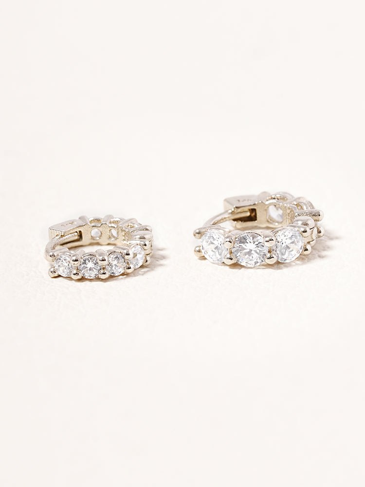 14K 18K Solid Gold Lab Diamond Eternity Tennis Cartilage Hoop Earring