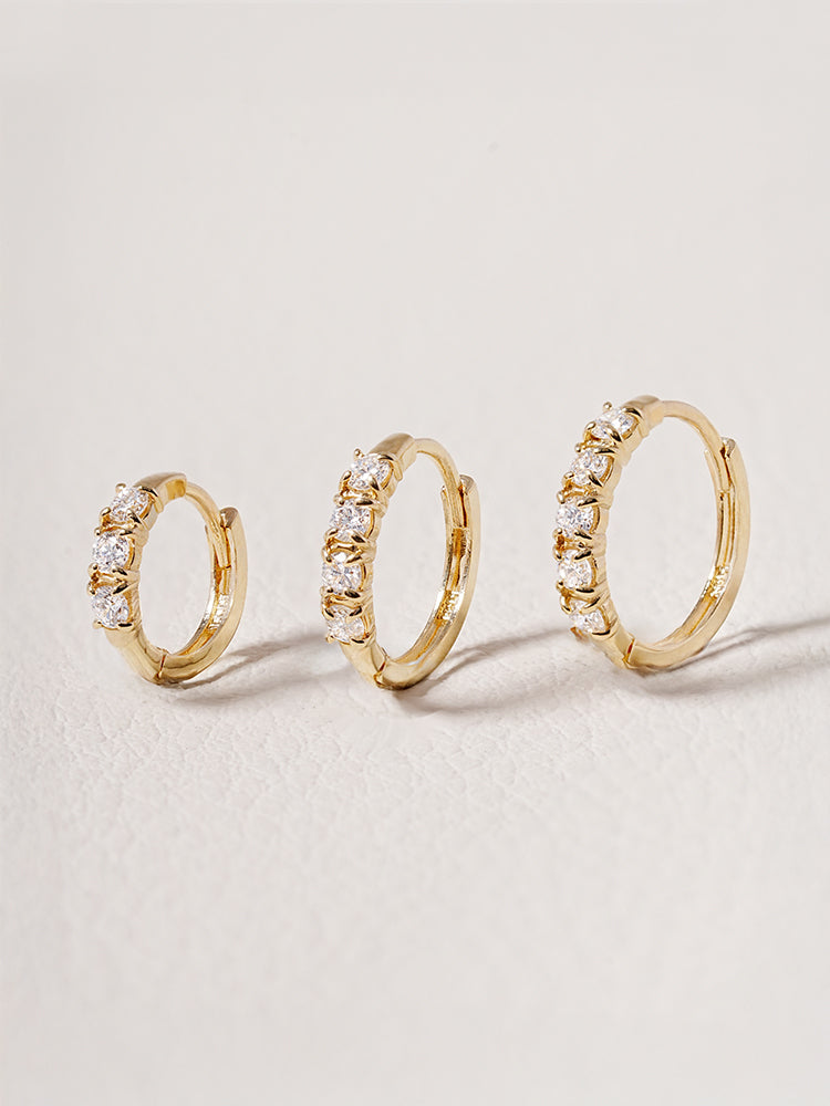 14K 18K Solid Gold Lab Diamond Layered Daily Cartilage Hoop Earring