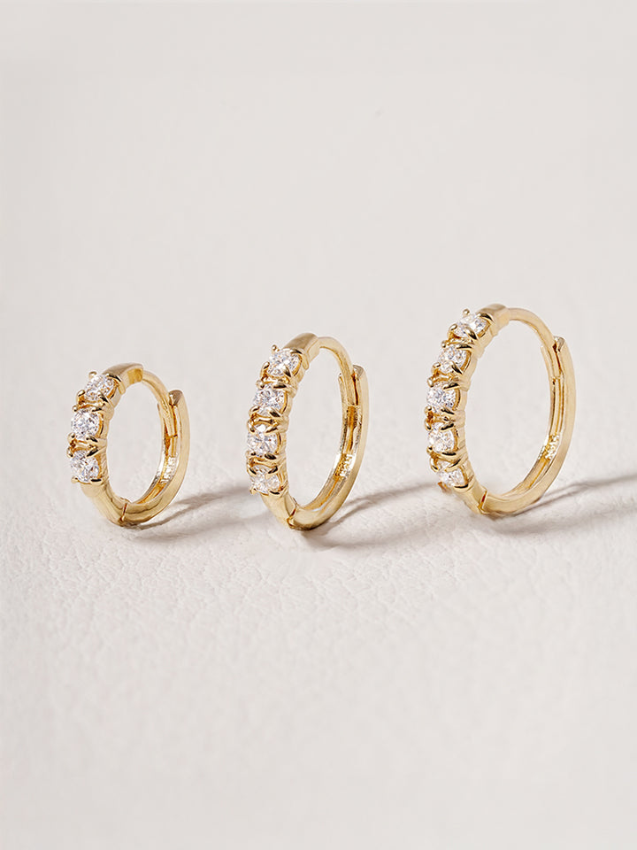 14K 18K Solid Gold Lab Diamond Layered Daily Cartilage Hoop Earring