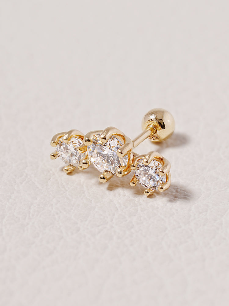 14K Solid Gold Lab Diamond Lumiere Cartilage Earring 20G18G16G