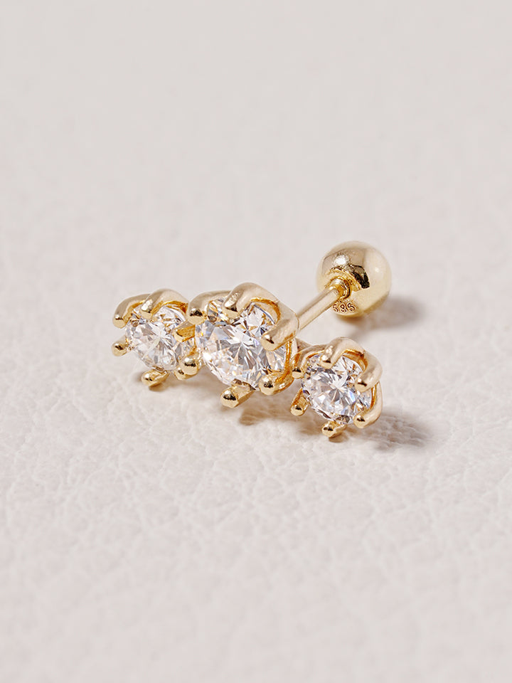 14K Solid Gold Lab Diamond Lumiere Cartilage Earring 20G18G16G