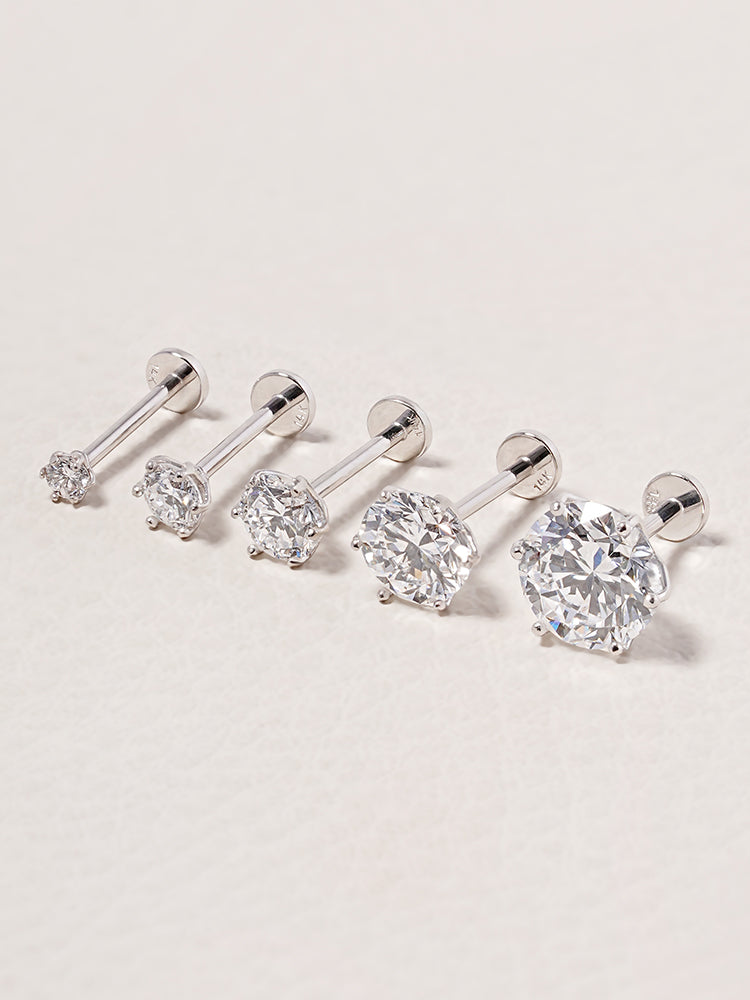 14K Solid Gold Lab Diamond Shine Classic Internally Threaded Labret Piercing 20G