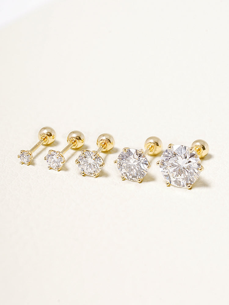 14K Solid Gold Lab Diamond Shine Classic Cartilage Earring 20G