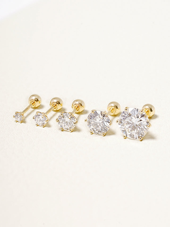 14K Solid Gold Lab Diamond Shine Classic Cartilage Earring 20G