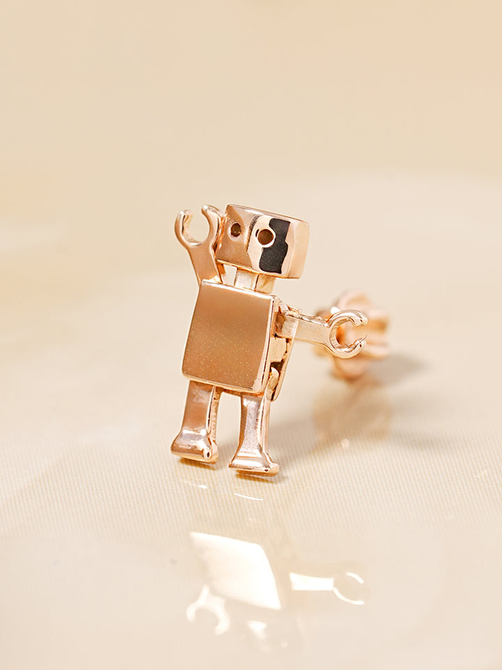 14K Gold Little Joint Robot Cartilage Earring 18G16G