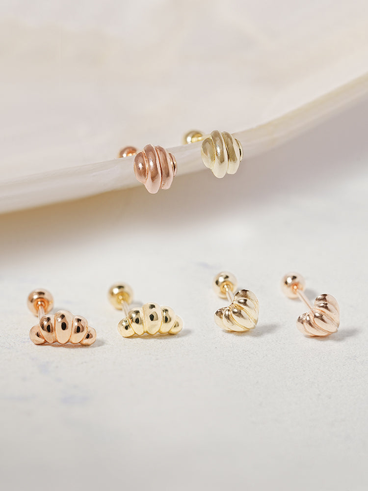 14K Solid Gold Lovely Volume Cartilage Earring 20G