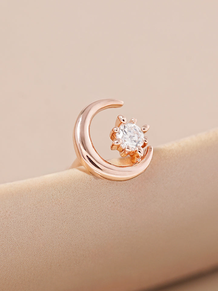 14K Gold Moon Light Star Cartilage Earring 18G16G