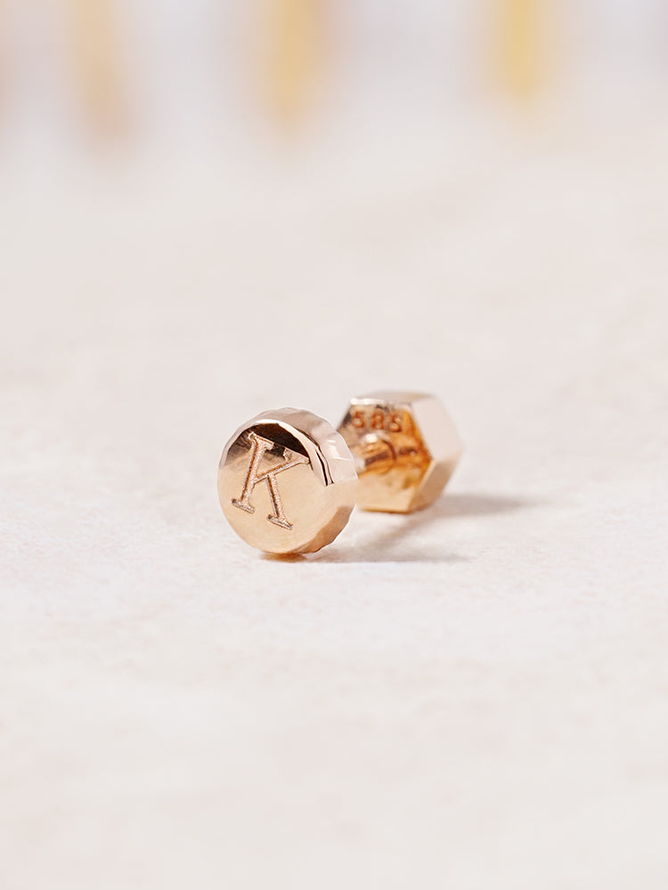 14K Gold My Letter Initial Cartilage Earring 18G