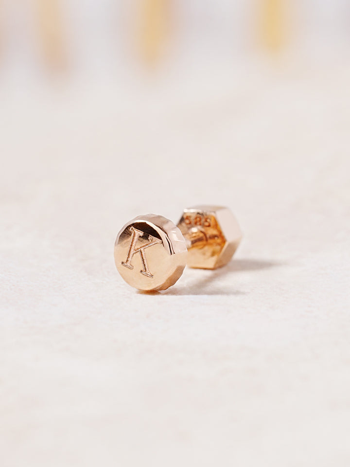 14K Gold My Letter Initial Cartilage Earring 18G