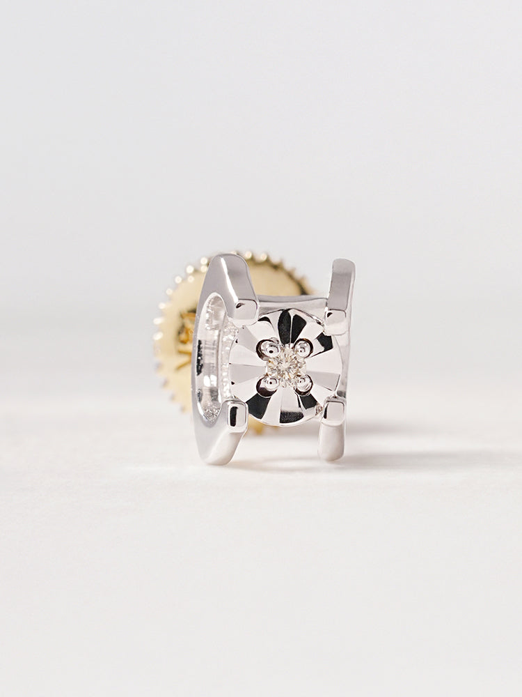 14K 18K Solid Gold Platinum Frame Diamond Stud Earring