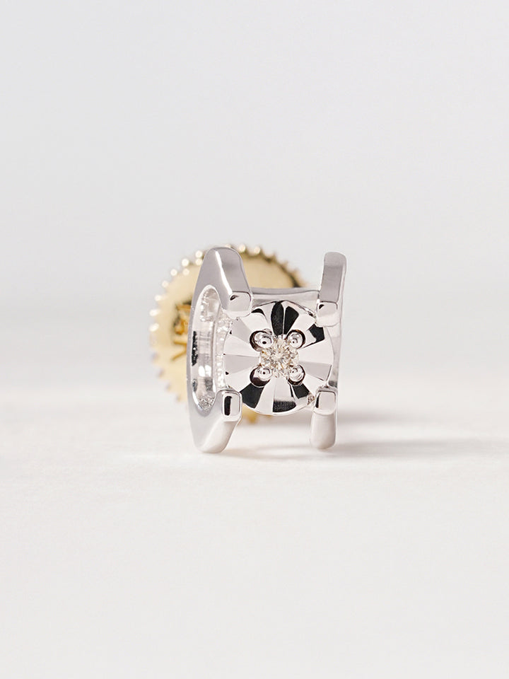 14K 18K Solid Gold Platinum Frame Diamond Stud Earring