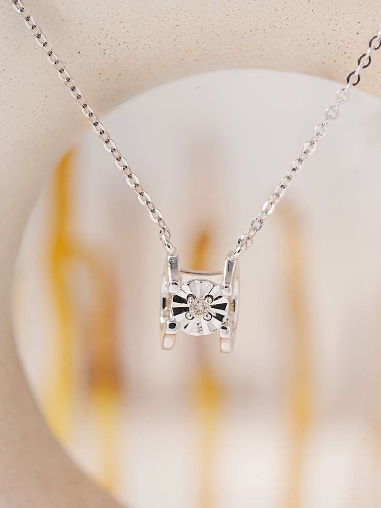 14K 18K Solid Gold Platinum Frame Diamond Necklace